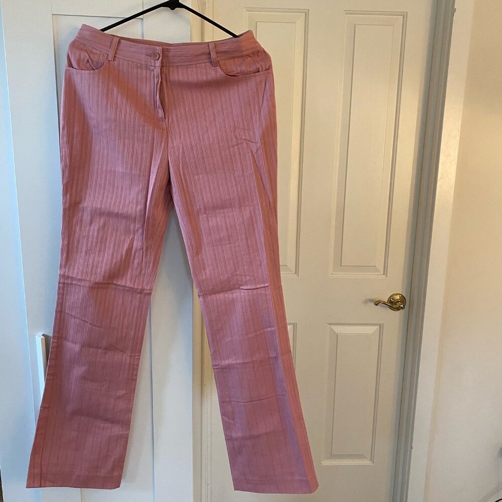 Season Wind Women Pink Pants Striped Boot Leg Trousers Size 170/72A